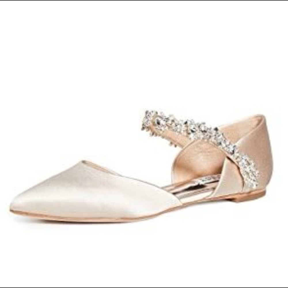 Badgley Mischka Erin Embellished Point Satin Flats